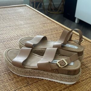 Steve Madden Beige Platform Espadrille Sandals